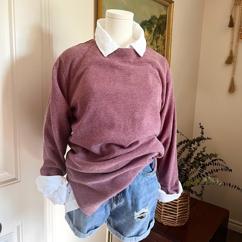 Cotton Lightweight Plum Coloured Sweater‎ 90s Vintage Best American Clothing